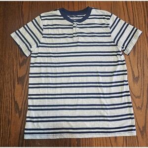 Boy's Husky Striped Henley Shirt